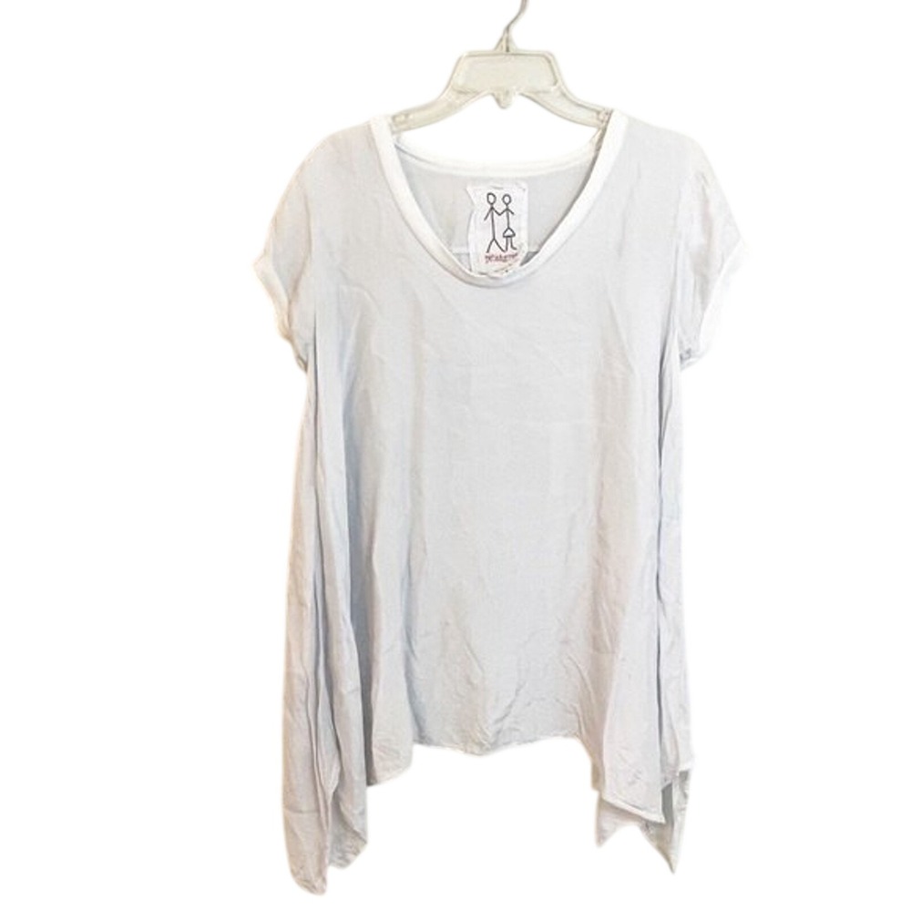 Pete & Greta Johnny Was Light Blue 100% Cupra Sharkbite Tunic Top Small